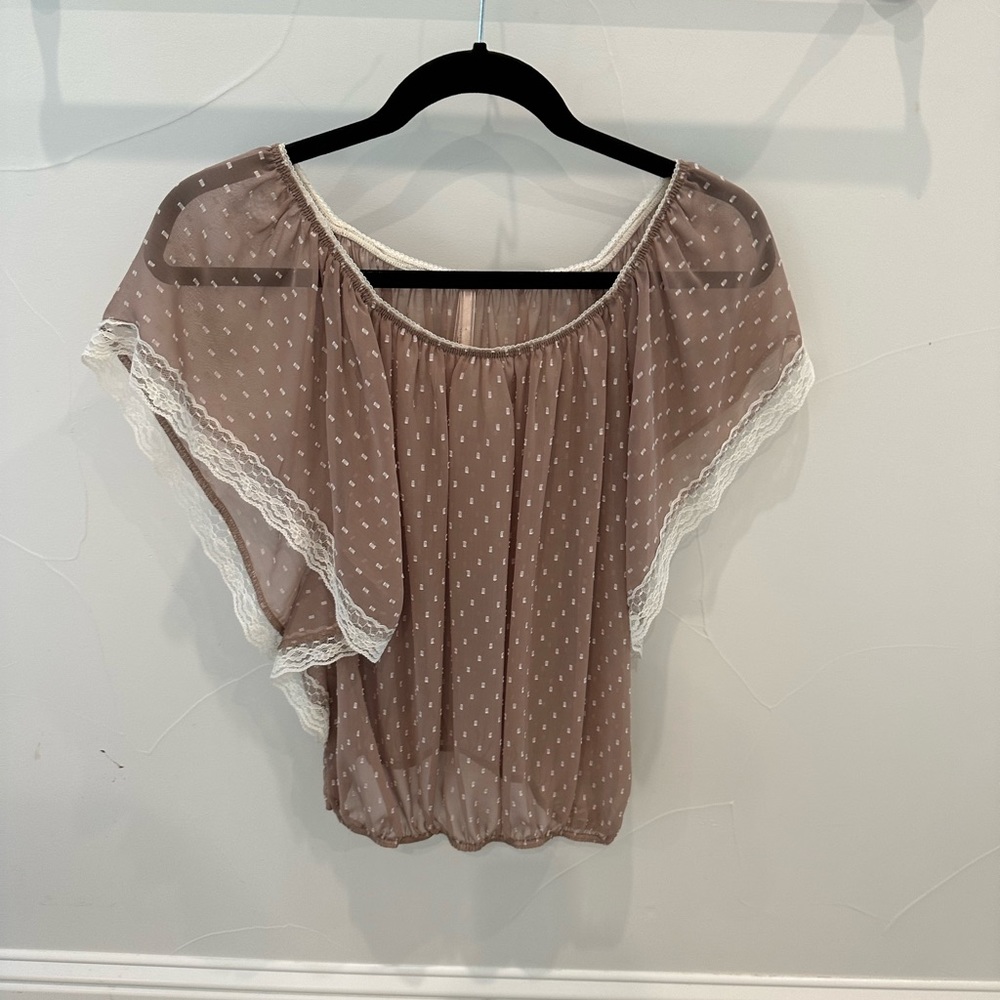 Solemio Tan Sheer Top - Small